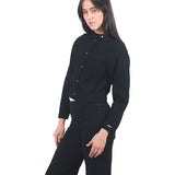 Casaca Manga Larga Estilo Bomber De Denim Negro