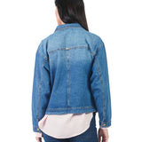 Casaca denim de cuello alto cruzado