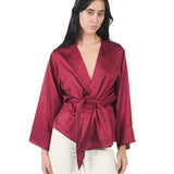 Kaftan manga larga de basta ancha reversible GRANATE