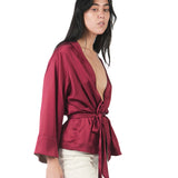Kaftan manga larga de basta ancha reversible GRANATE