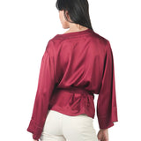 Kaftan manga larga de basta ancha reversible GRANATE