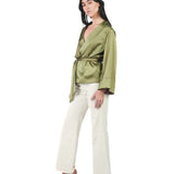 Kaftan manga larga de basta ancha reversible VERDE