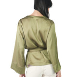Kaftan manga larga de basta ancha reversible VERDE