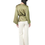 Pantalón jean con corte delantero CREMA