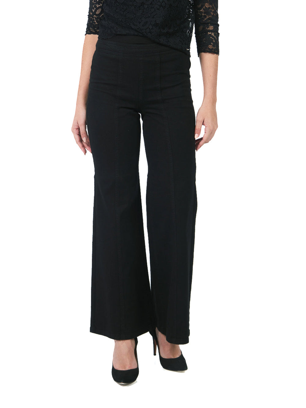 Pantalón jean con corte delantero NEGRO