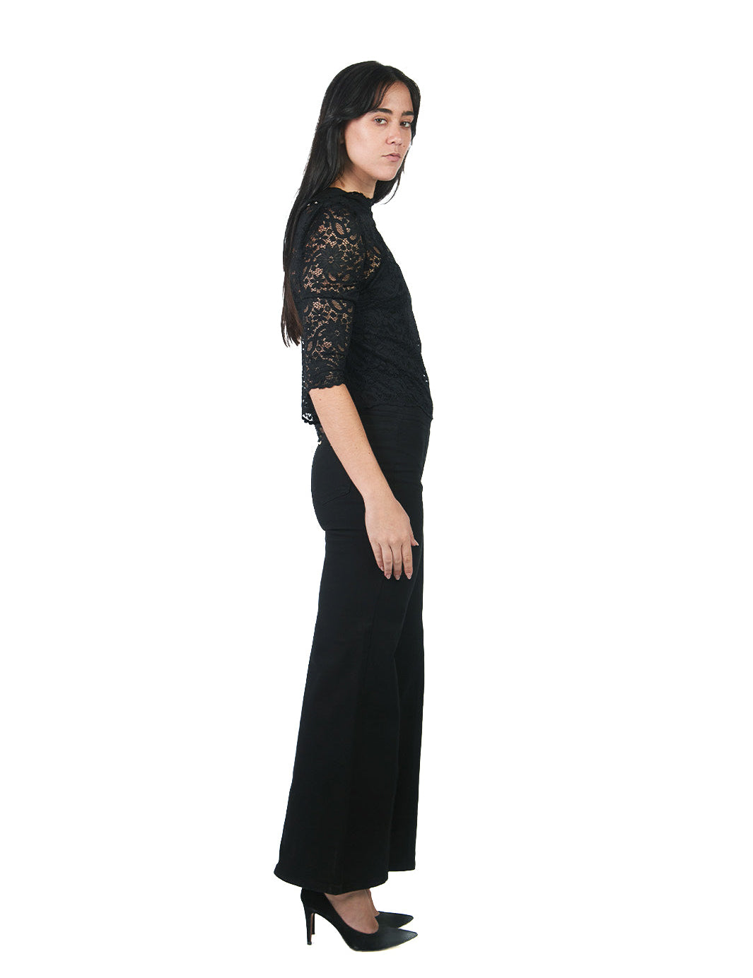 Pantalón jean con corte delantero NEGRO