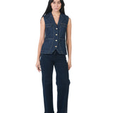 Pantalón Jean Recto De Basta Ancha AZUL NOCHE