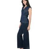 Pantalón Jean Recto De Basta Ancha AZUL NOCHE