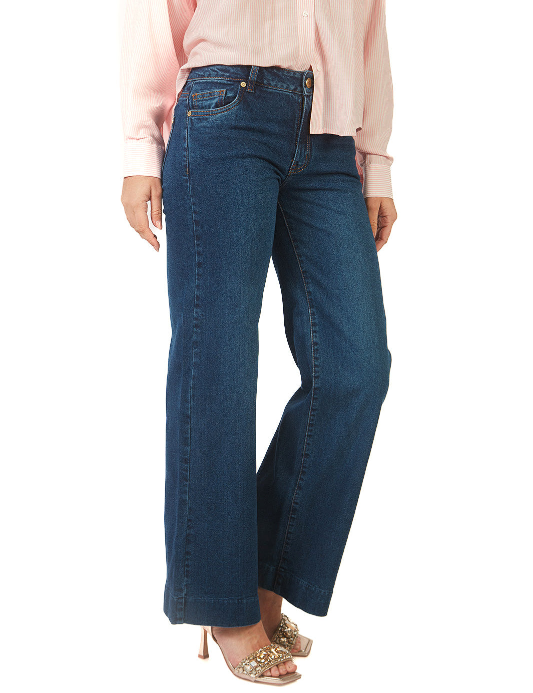 Pantalón Jean Recto De Basta Ancha AZUL