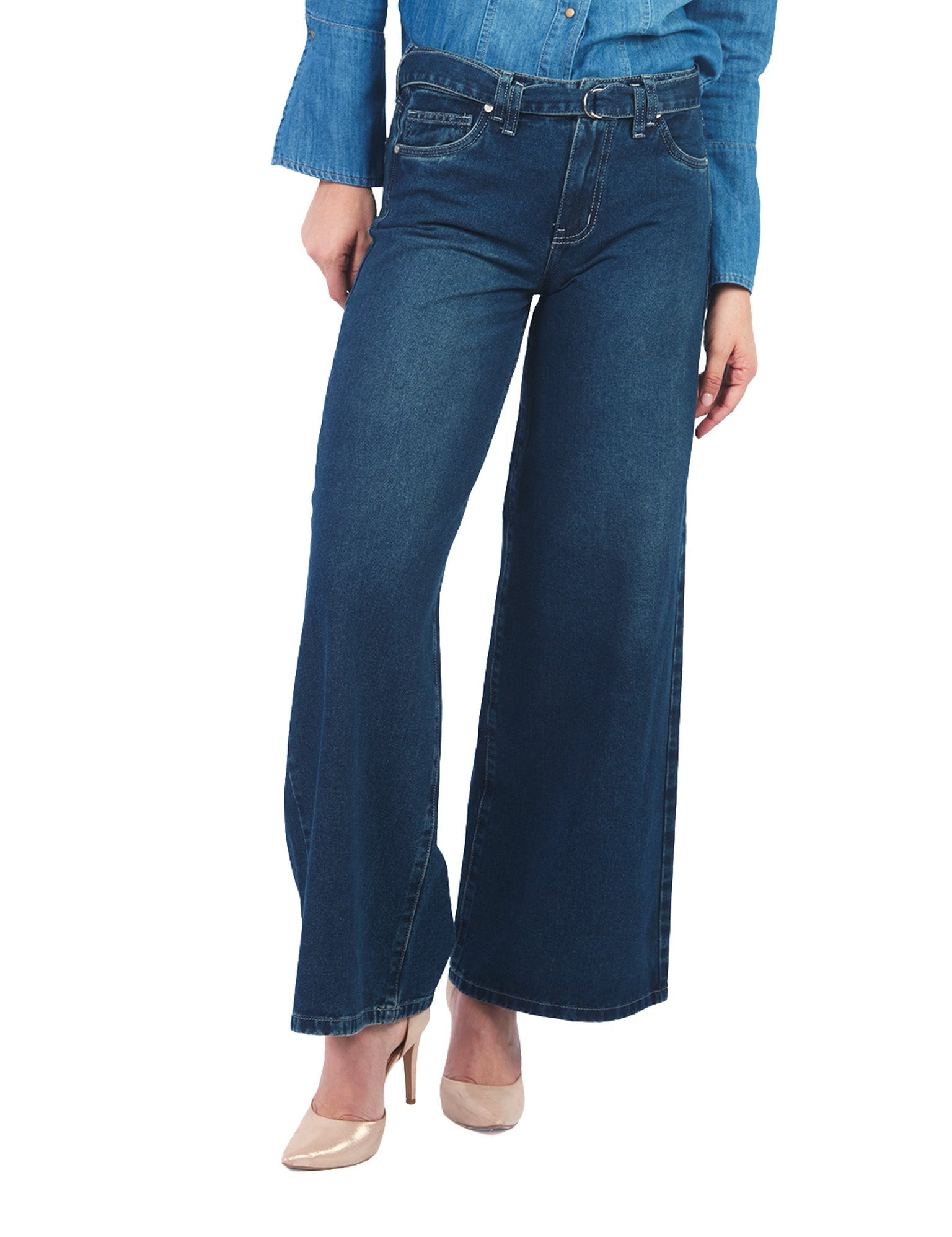 Pantalones Palazo Jp00609Smc Azul Petroleo