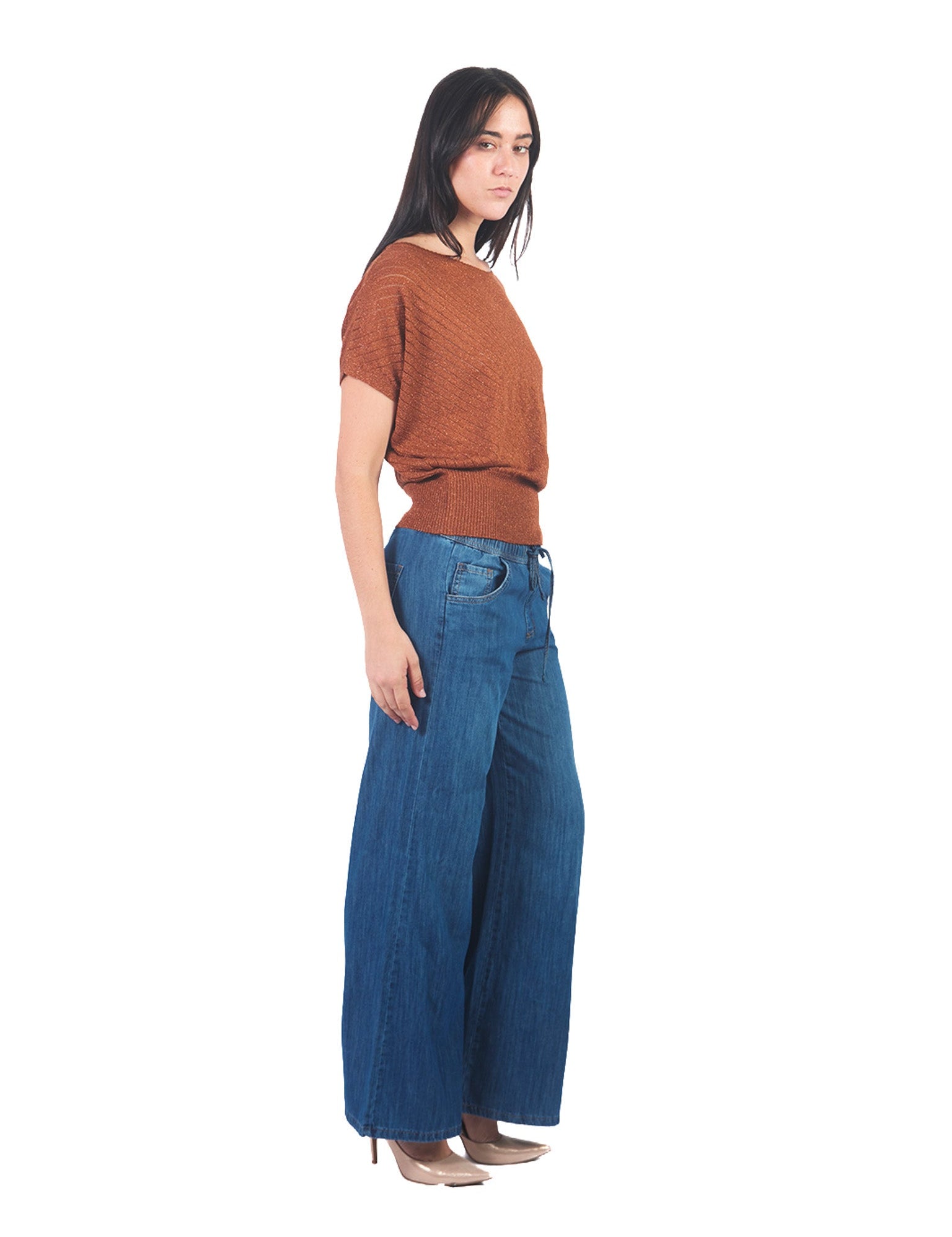 Pantalones Semi Palazo Jp00611Smc Azul Noche