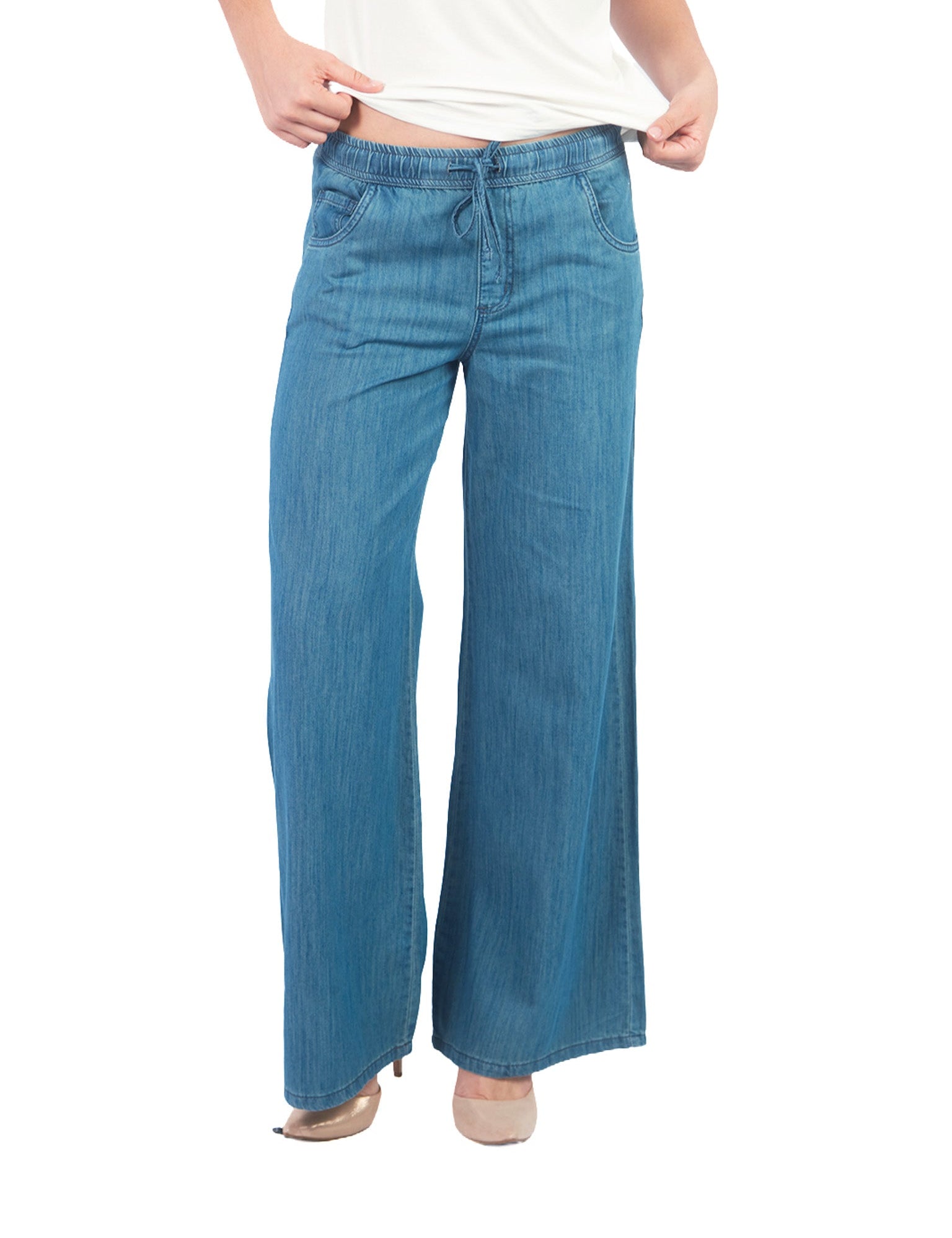 Pantalones Semi Palazo Jp00611Smc Azul