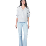 Pantalón jean de corte delantero desilachado