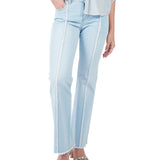 Pantalón jean de corte delantero desilachado