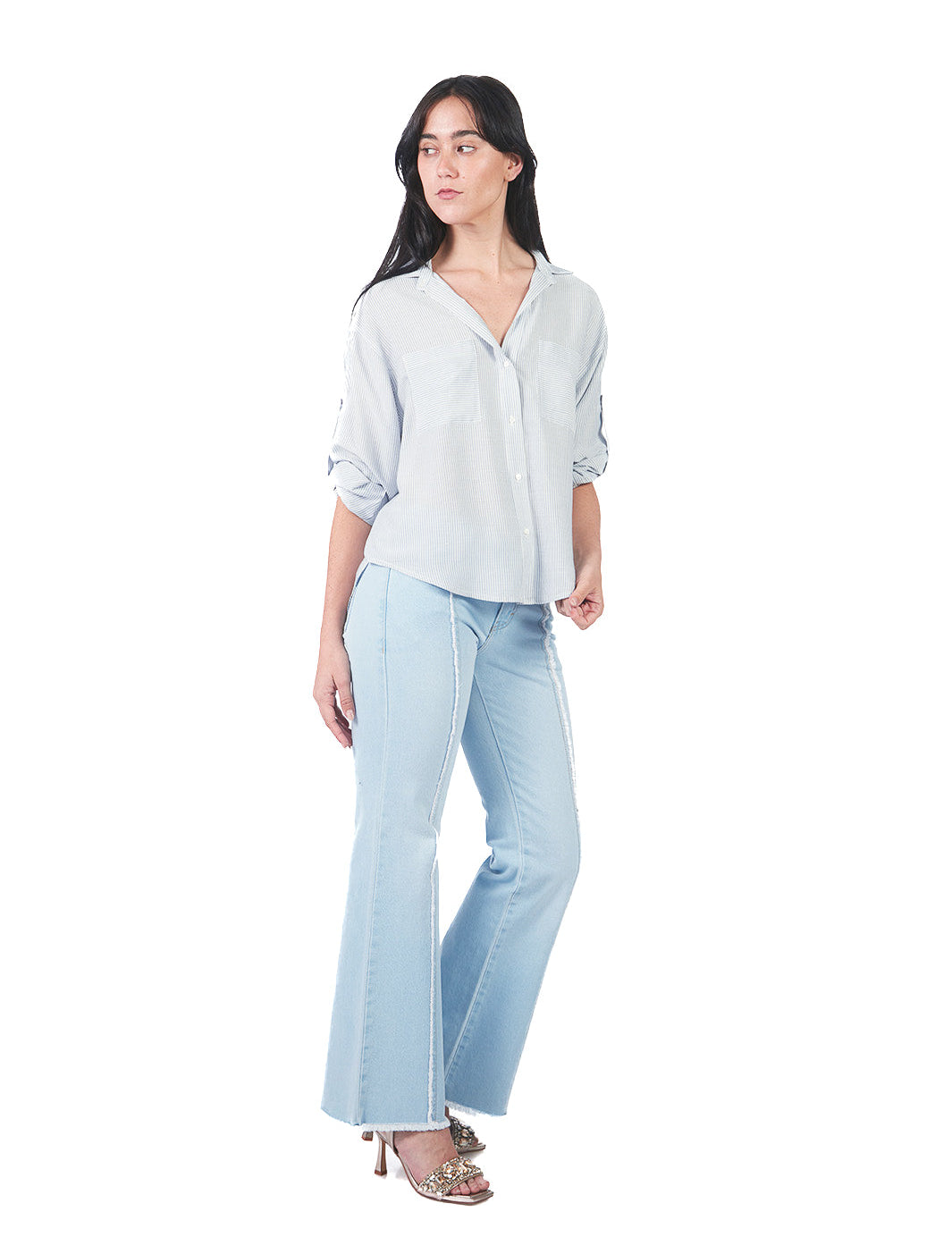 Pantalón jean de corte delantero desilachado