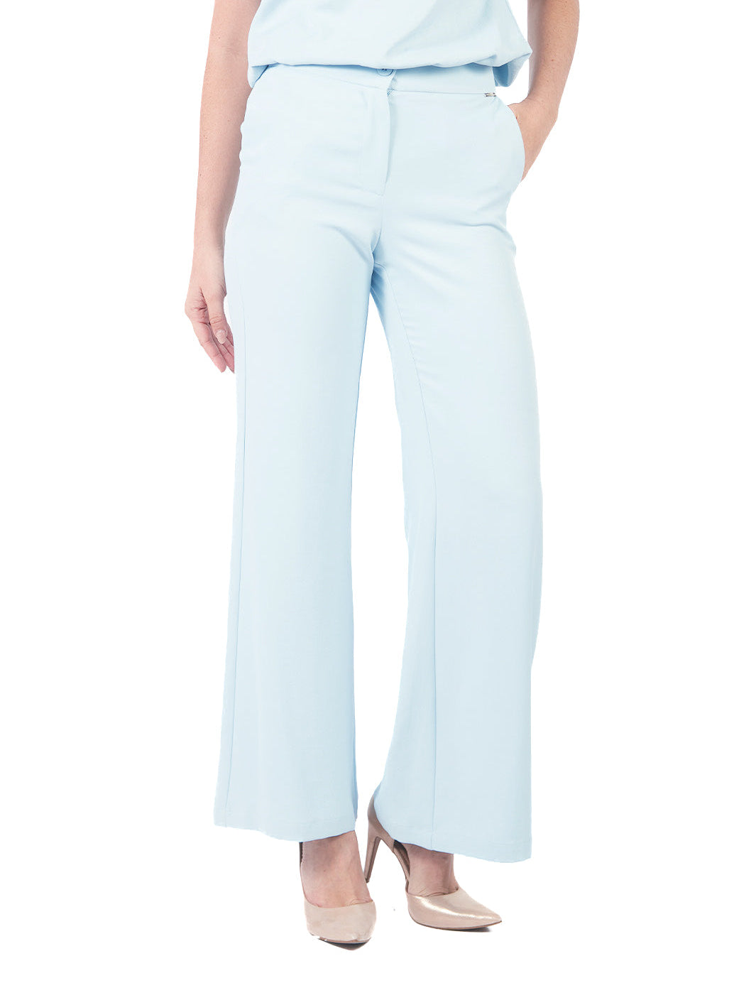 Pantalón Recto Estampado CELESTE