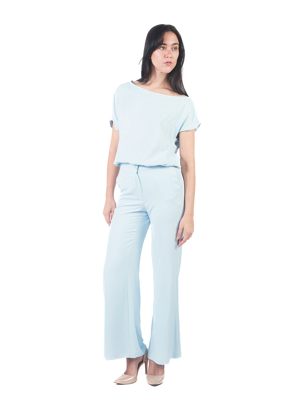 Pantalón Recto Estampado CELESTE