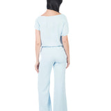 Pantalón Recto Estampado CELESTE