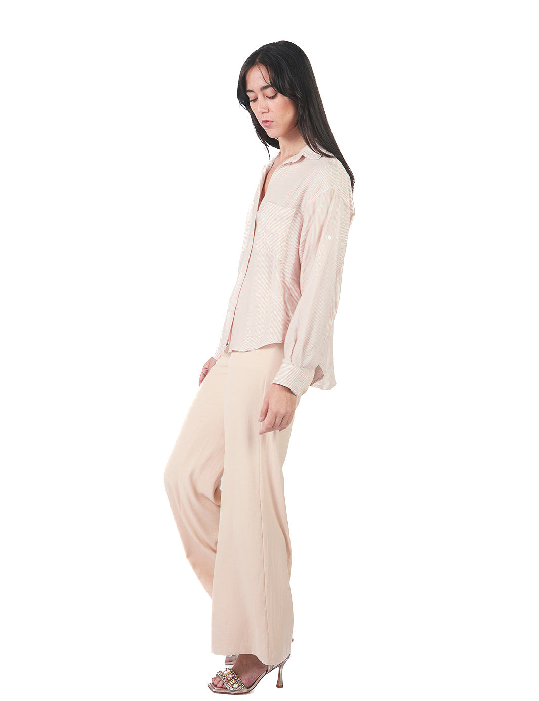 Pantalón Recto Estampado CREMA
