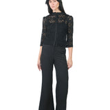 Pantalón Recto Estampado NEGRO