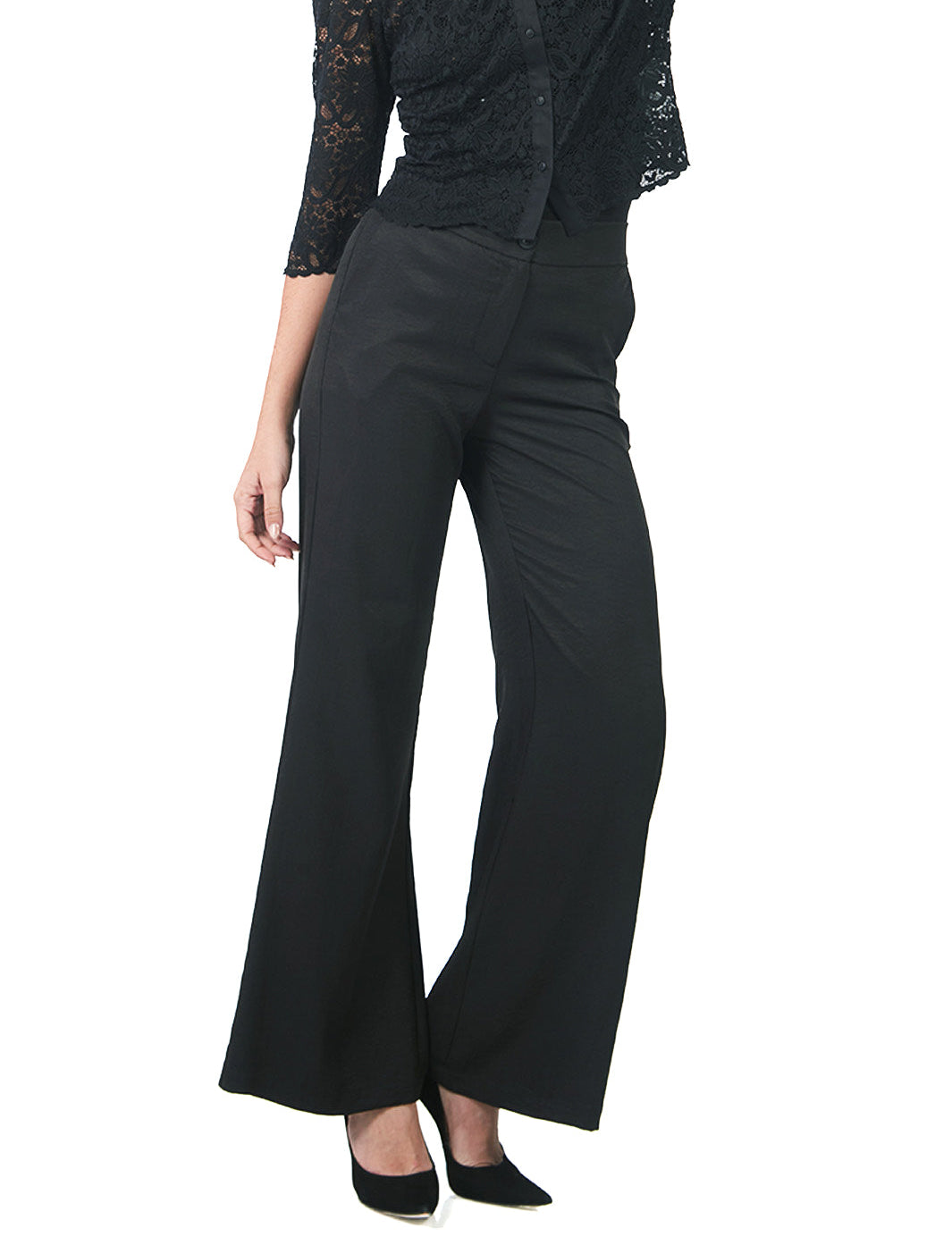 Pantalón Recto Estampado NEGRO