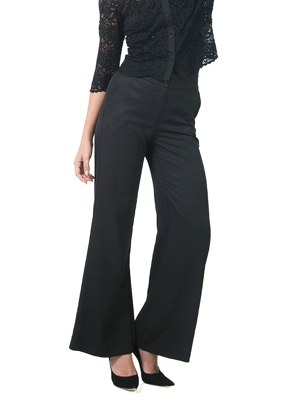 Pantalón Recto Estampado NEGRO