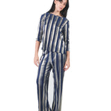 Pantalón recto de franjas doradas AZUL