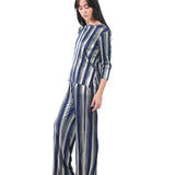 Pantalón recto de franjas doradas AZUL