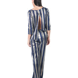 Pantalón recto de franjas doradas AZUL