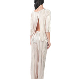 Pantalón recto de franjas doradas CREMA