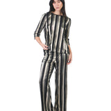 Pantalón recto de franjas doradas NEGRO