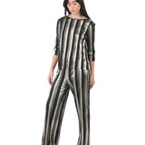 Pantalón recto de franjas doradas NEGRO