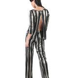 Pantalón recto de franjas doradas NEGRO