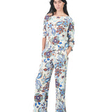 Pantalón semi wide leg estampado AZULINO