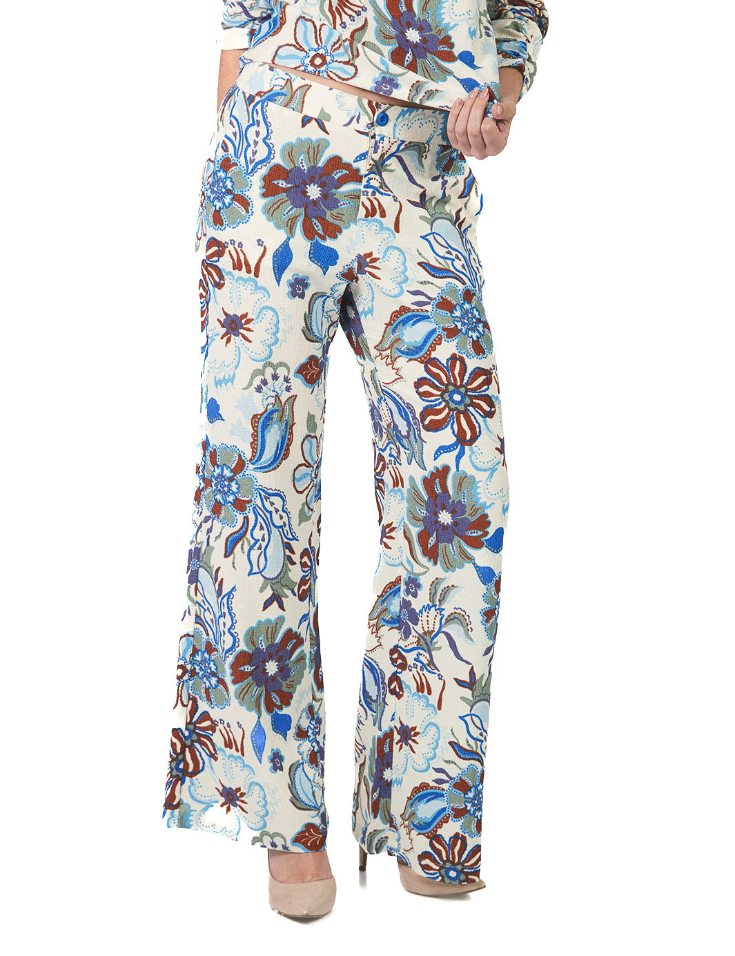 Pantalón semi wide leg estampado AZULINO