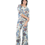 Pantalón semi wide leg estampado AZULINO