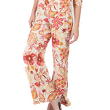 Pantalón semi wide leg estampado FUCSIA