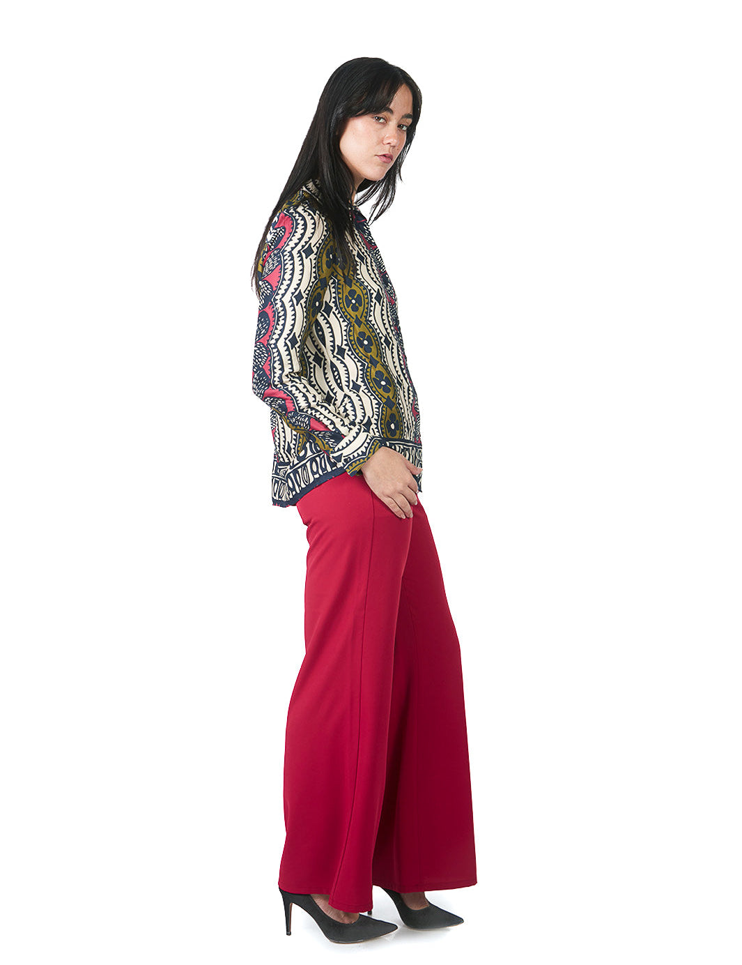 Pantalón semi wide leg ROJO