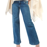 Pantalón Jean Recto De Basta Ancha CELESTE