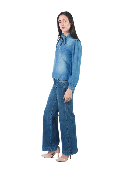 Pantalón Jean Recto De Basta Ancha