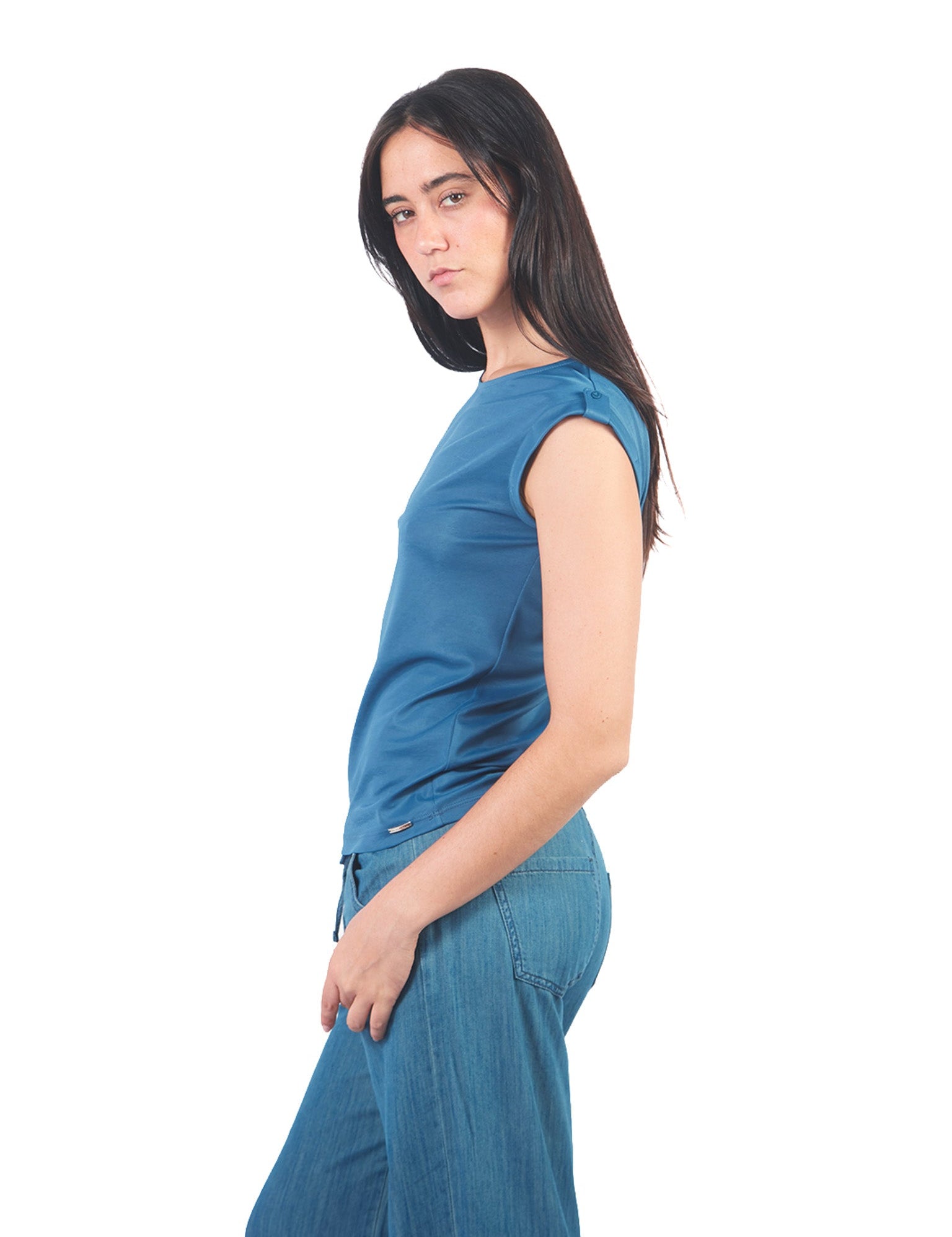 Polos Manga Cero Y Kimono Pl01135Trz Azul Petroleo